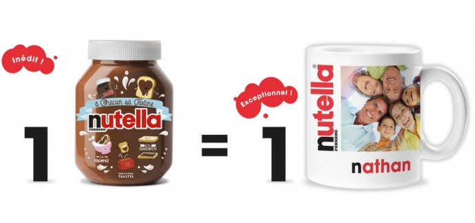 Nutella: 1 pot de Nutella acheté= 1 mug personalisé offert