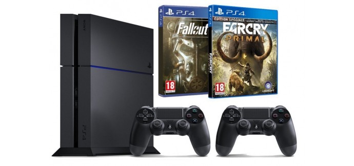 Amazon: Pack PS4 1 To + Far Cry Primal + Fallout 4 et une 2ème manette pour 399,99€