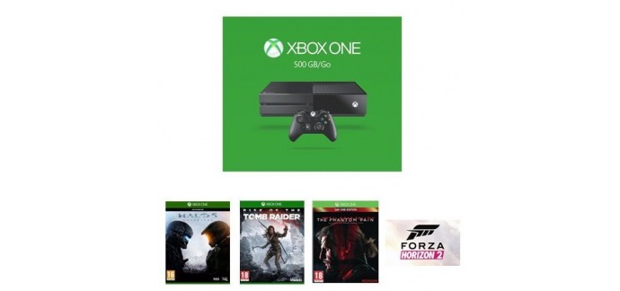Amazon: Xbox One 500Go + Halo 5 + Tomb Raider + MGS V + Forza Horizon 2 à 319,99€