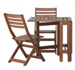 IKEA: Table d'extérieur ÄPPLARÖ avec 2 rabats + 2 chaises pliantes couleur brun à 129€