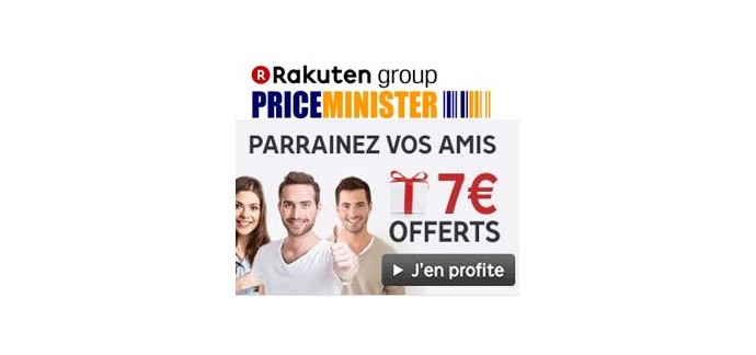 Rakuten: Parrainage : 7€ offerts + 1% du montant des achats de vos filleuls