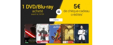 Fnac: Adhérents] 5€ offerts sur votre compte pour l'achat d'un DVD ou Blu-ray