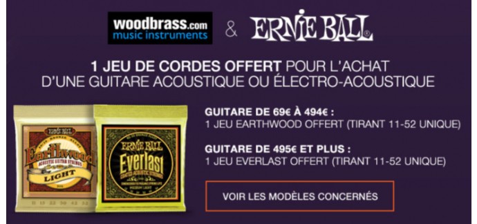 Woodbrass: Des cordes offertes pour l'achat d'une guitare acoustique ou électro-acoustique