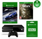 Cdiscount: Xbox One 500Go + Forza 6 + Fallout 4 + Live 3 mois + 10€ sur Xbox Store à 299€