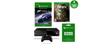Cdiscount: Xbox One 500Go + Forza 6 + Fallout 4 + Live 3 mois + 10€ sur Xbox Store à 299€