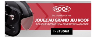 Motoblouz: Grand jeu Roof : 3 casques Desmo New Gen,  6 polos et 5 anneaux Roof à gagner