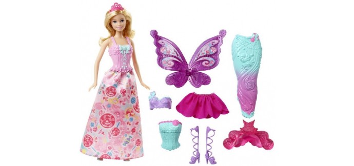 Amazon: Poupée Barbie Féerie 3 en 1 (princesse, fée ou sirène) à 14,99€