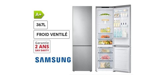 Darty: Refrigerateur Samsung RB37J5000SA SILVER - 367L - Froid ventilé à 599€