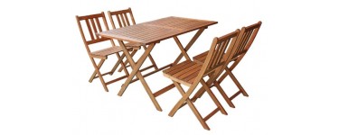 Conforama: Salon de jardin pliant table + 4 chaises en acacia massif à 149,46€