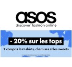 ASOS: -20% sur les t-shirts, chemises et les sweats pour hommes et femmes