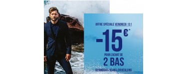 Brice: 15€ de réduction pour l'achat de 2 produits jeans, pantalons ou bermudas