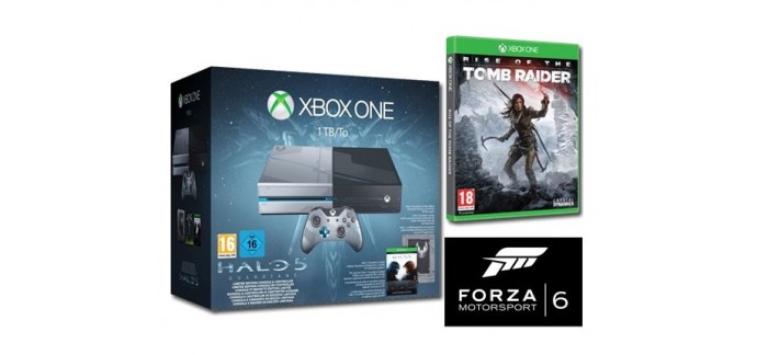 Amazon: Xbox One 1 To + Halo 5 + Rise of the Tomb Raider + Forza Motorsport 6 à 349€