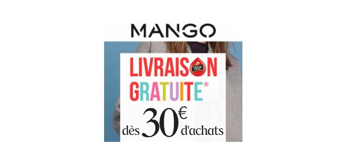 Mango: Livraison offerte à partir de 30€ d'achat et retours gratuits