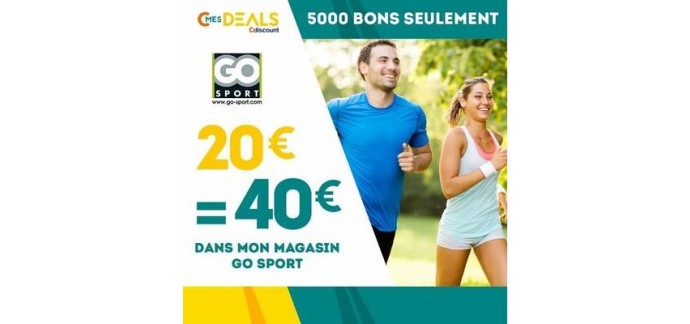 Cdiscount: 20€ le bon d'achat Go Sport d'une valeur de 40€