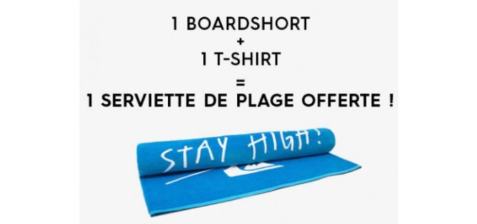 Quiksilver: 1 boardshort + 1 tshirt achetés = 1 serviette de plage offerte