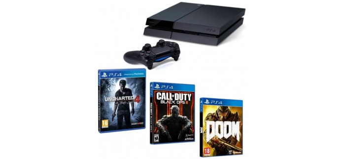 Cdiscount: Pack PS4 1 To + Uncharted 4 + Call of Duty Black Ops III + Doom à 399,99€