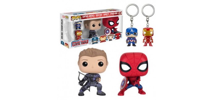 Zavvi: Pack de 4 Figurines et Porte-clés Funko Pop! Captain America: Civil War à 20€