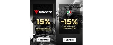Motoblouz: 15% de réduction immédiate sur les marques 2-roues Dainese et AGV