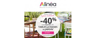 Alinéa: -40% sur toutes les tables et chaises de jardin