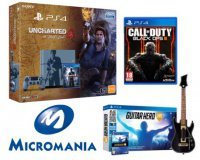 Micromania: Pack PS4 1To Uncharted 4 + Guitar Hero Live + CoD Black Ops III à 399,99€