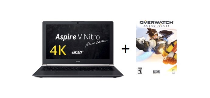 Amazon: PC Portable Gamer 15" Acer - 4K - NVIDIA GTX 860M à 899€ + OverWatch offert