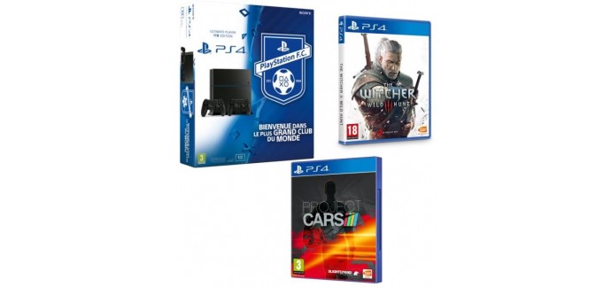 Cdiscount: PS4 1 To + 2e manette DualShock 4 Noire + The Witcher 3 + Project Cars à 399,99€
