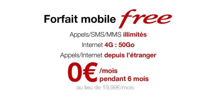 Veepee: Forfait Free mobile tout illimité + 50Go d'Internet gratuit pendant 6 mois