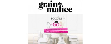 Grain De Malice: -20% supplémentaires dès 3 articles soldés achetés et -10% dès 2 articles soldés