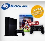 Micromania: Pack PS4 500 Go + 2ème manette + le jeu Fifa16 à 349,99€