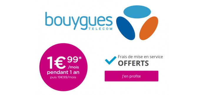 Bouygues Telecom: Forfait internet avec TV et téléphone à 1,99€ par mois pendant 1 an