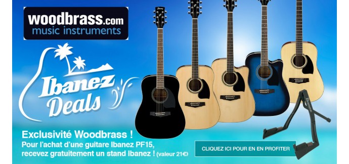 Woodbrass: Recevez un stand pour votre instrument pour toute guitare Ibanez PF15 achetée