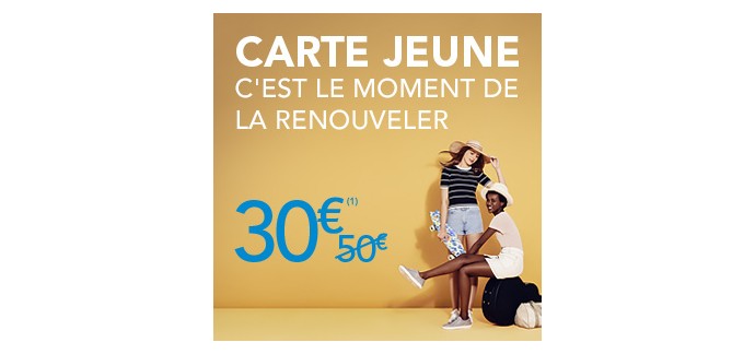 SNCF Connect: Renouvellez votre carte jeune pour 30€ au lieu des 50€ habituellement