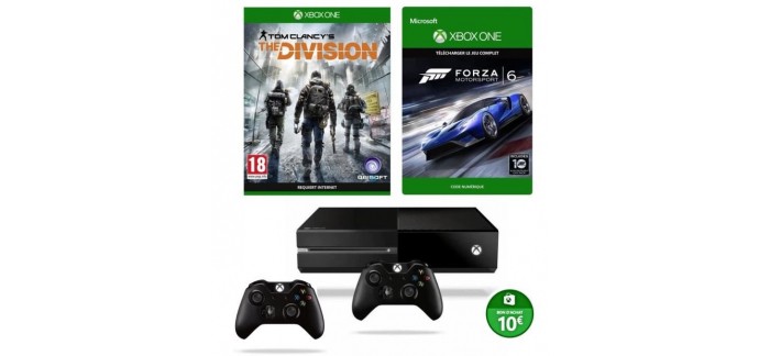 Cdiscount: Xbox One 1To + The Division + Forza 6 + 2 Manettes + 10€ sur Xbox Store à 329€
