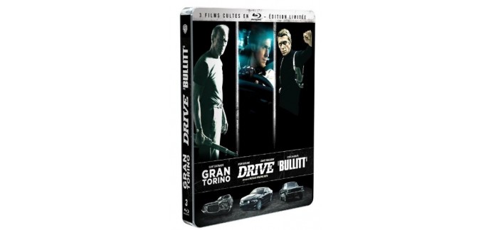 Amazon: Coffret Blu-ray SteelBook édition limitée Gran Torino + Drive + Bullitt à 8,72€