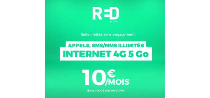 Showroomprive: Forfait SFR Appels, SMS & MMS illimités + 5 Go d'internet 4G à 10€/mois à vie