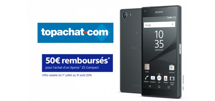 TopAchat: Le smartphone Sony Xperia Z5 disponible à 309,96€ au lieu de 359,96€ via ODR