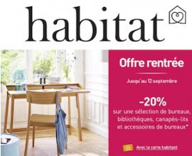 Habitat: -20% sur une sélection de bureaux et accessoires, bibliothèques et canapés-lits