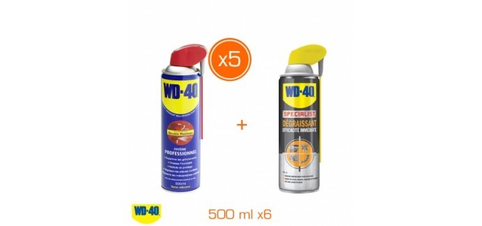 Brico Privé: Le lot de 5 dégrippants et 1 dégraissant WD-40 à 37,95€ au lieu de 70€