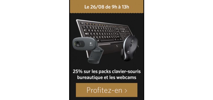 Materiel.net: [9h - 13h] -25% sur les packs clavier-souris bureautique et les webcams Logitech