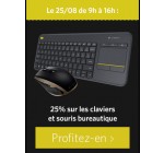 Materiel.net: [9h - 16h] -25% sur les claviers et souris bureautiques de la marque Logitech