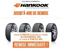 Speedy: 20€ de réduction pour l'achat et la pose de 2 pneus Hankook (- 40€ pour 4 pneus)