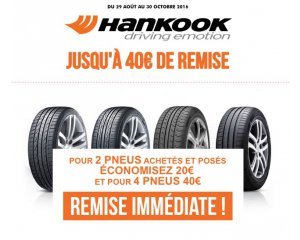 Speedy: 20€ de réduction pour l'achat et la pose de 2 pneus Hankook (- 40€ pour 4 pneus)