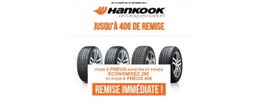 Speedy: 20€ de réduction pour l'achat et la pose de 2 pneus Hankook (- 40€ pour 4 pneus)