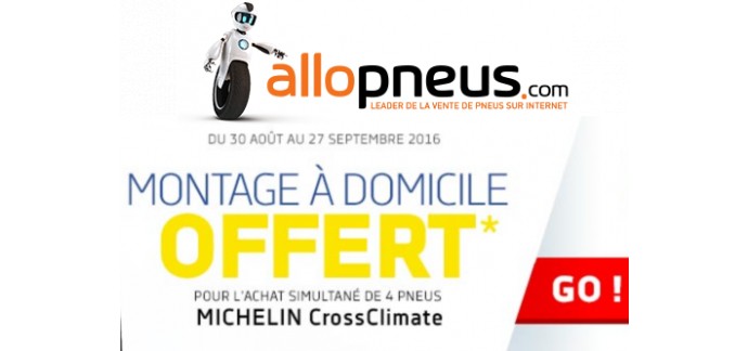 Allopneus: La pose des pneus à domicile offerte pour l'achat de 4 Michelin CrossClimate
