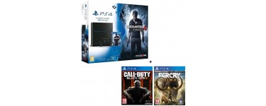 Cdiscount: PS4 1 To + 3 Jeux (Uncharted 4 + CoD Black Ops III + Far Cry Primal) à 399,99€