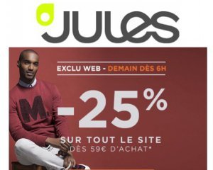 Jules: 25% de réduction sur tout le site dès 59€ d'achat