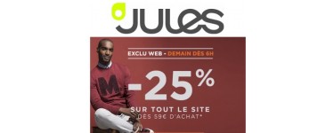 Jules: 25% de réduction sur tout le site dès 59€ d'achat