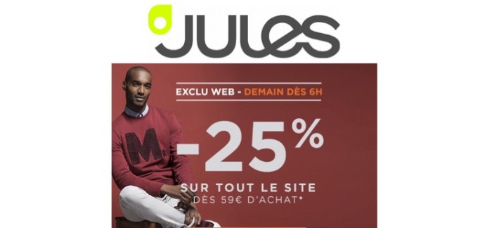 Jules: 25% de réduction sur tout le site dès 59€ d'achat