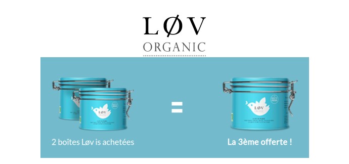 Lov Organic: Pour 2 boites de thé Lov Is acheté, une 3ème de votre choix est offerte