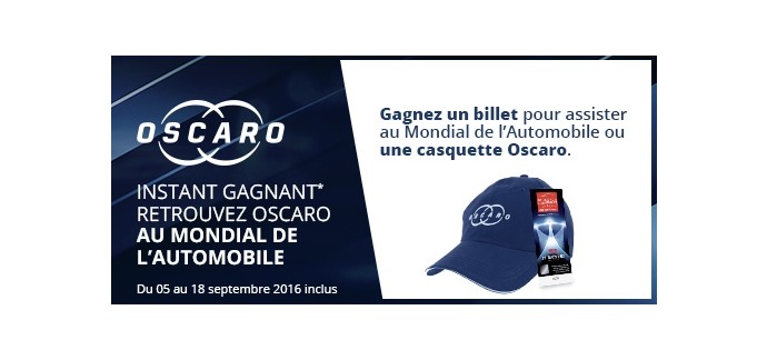 Oscaro: Des places pour le mondial de l'automobile à Paris et des casquettes à gagner